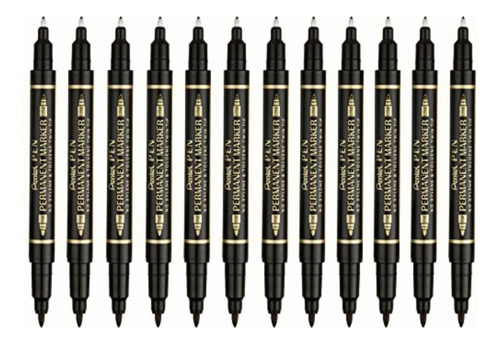 Pentel N75w-a Marcador Permanente Doble Punto, Negro