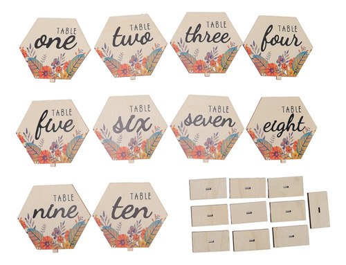 10 Tarjetas De Madera Para Mesa Con Números De Boda, Estilo