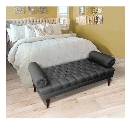 Sillon Mueble Pie De Cama Adil Lino Gris Mueble Pieza Sala