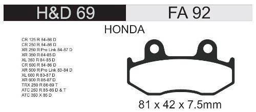 Pastilla Freno Fa 92/2 Ebc (hd69)