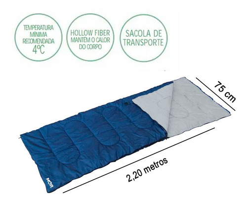 Saco De Dormir Camping Mor Com Extensor 2,20x75cm Solteiro