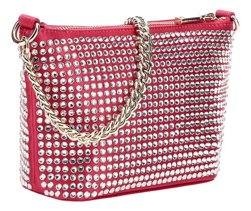 Bolsa Guess Estilo Bucket Mini 100% Original Nueva Magenta Dorado Brillante