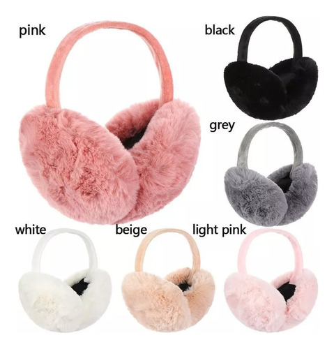 . Orejeras For Mujer, De Peluche De Esquí De Color Sólido