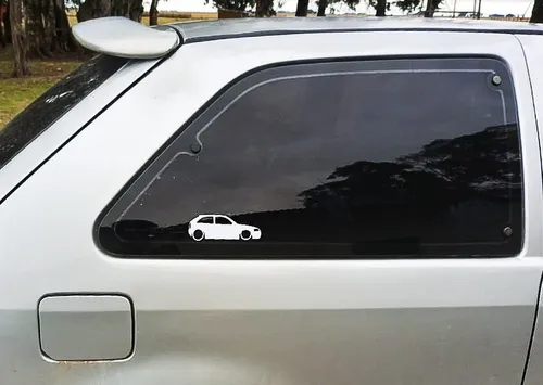 Calco Auto Al Piso Bajito Vinilo Ventana 15cm X 2 Uni Blanco