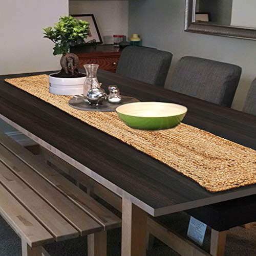 Corredor De Mesa Trenzado De Yute Natural Reversible, Corred