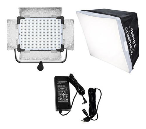 Marco LED Yongnuo Yn6000, profesional (con softbox y fuente), color negro