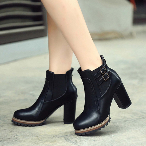 Botas De Tacón Alto Con Tacón Grueso C Para Mujer, Punta Red