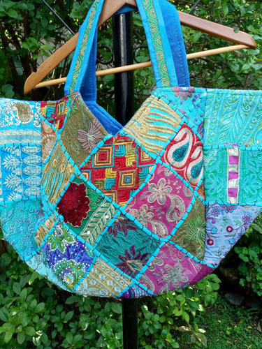 Bolso Grande Importado Hindu, Cartera ( Cod 31-32 ) Turquesa-celeste 31