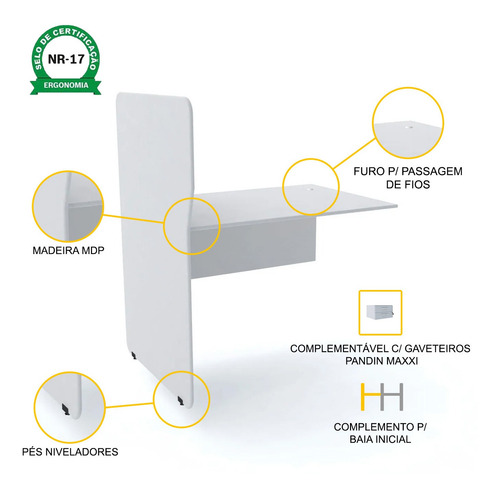 Baia Atendimento Simples Contínua Pandin Maxxi - Cinza Cinza