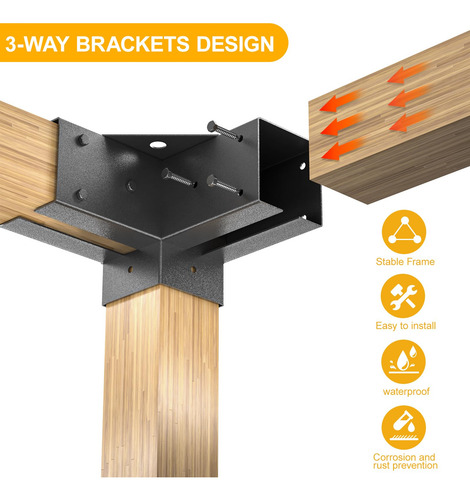 Soportes Para Pérgola, Kit De 4 Piezas De Ángulo Recto