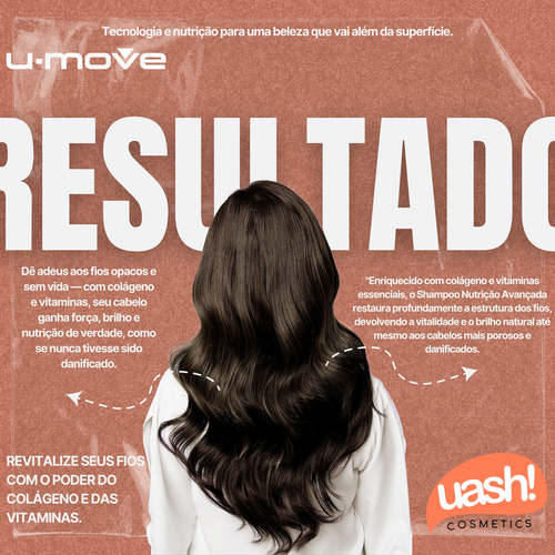 Shampoo Uash Nutrição Avançada 900ml Colageno E Vitaminas