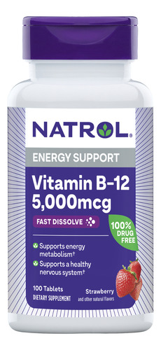Vitamina B12 5000mcg Fast Dissolve 100 Comprimidos Natrol