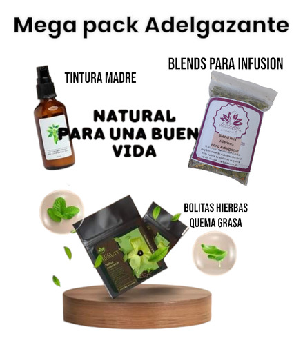 Pack Adelgazante:mix De Hierbas+tintura Madre+bolitas Hierba