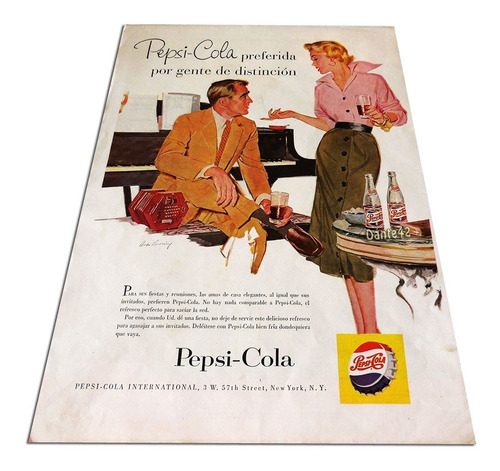 Dante42 Publicidad Antigua Retr Gaseosa Pepsi Cola 1953 1954