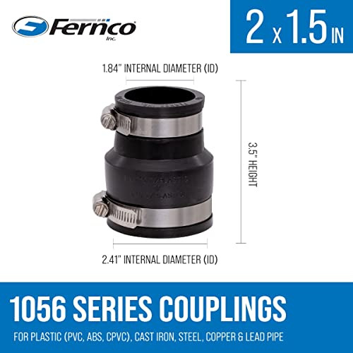 Acople Pvc Flexible Fernco 1056-215 2 Conectores X 1-1/2 Con