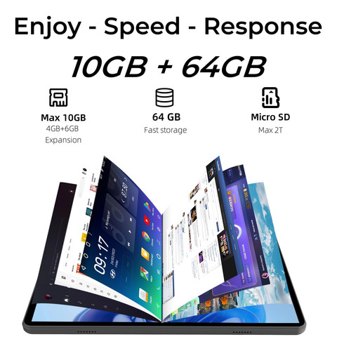 Tablet Juninke 10.1 Android 14 Octa-core 10 Gb De Ram 64 Gb