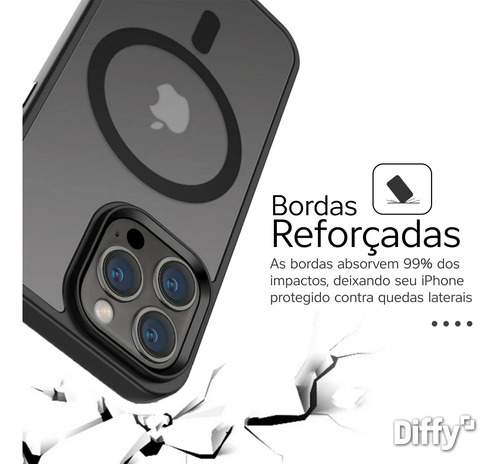 Capa Para iPhone 12 Ao 16 Magnética Carbon - Diffy