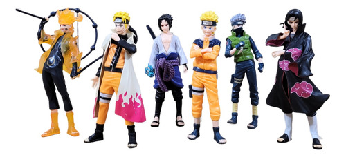 Muñecos Figuras Naruto Set X 6 Sasuke Kakashi 18cm Calidad