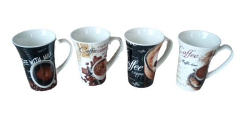 Set 4 Tarros Altos De Porcelana Para Café