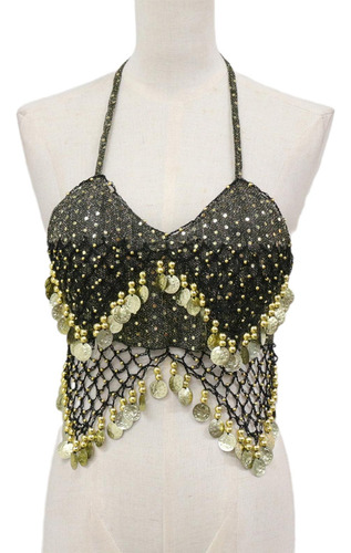Top Corto Con Lentejuelas, Camiseta Sin Mangas, Para