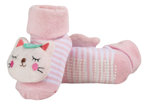 Imagem 5 de 6 de Meia Antiderrapante Sapatinho Pantufa Bebe Com Chocalho