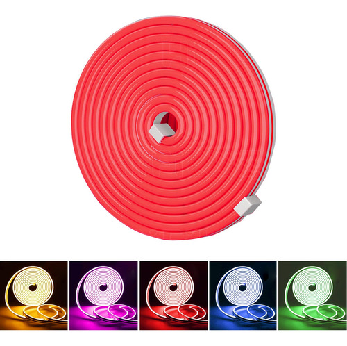 Tiras De Led Neón Luz Flexible Unicolor 5 Metros Cortar 12v Rojo