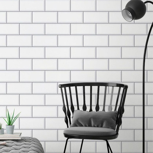 Papel De Parede Azulejo Hidráulico Adesivo Metro White