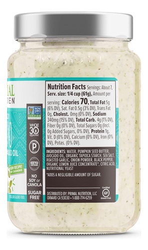 Primal Kitchen Salsa Para Pasta Alfredo Sin Lácteos, Paquete