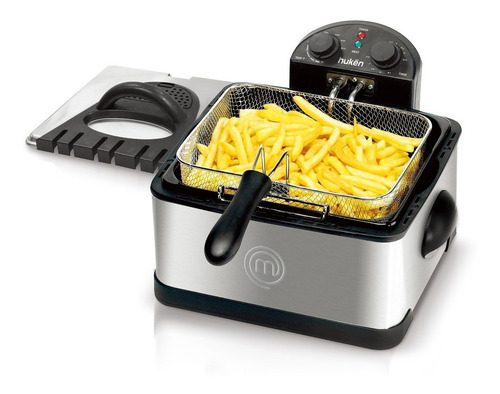 Freidora Aceite Masterchef Mk-df-4ss 4 Lt Doble Canasta Negro 110v