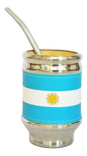 Mate Bombilla De Acero Inoxidable Aluminio Madera Argentina