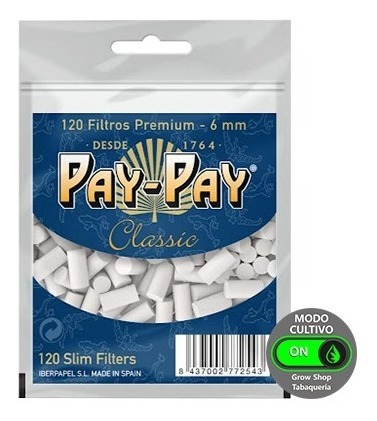 Filtros Pay Pay Slim 6 Mm. Para Armar Tabaco - 120 Unidades