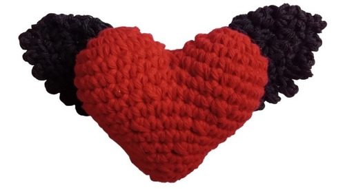 Corazón Tejido Crochet San Valentin Alas. Llavero Amigurumi