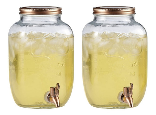 Imagen 1 de 9 de 2 Frascos Dispenser Canilla Vidrio 8 Litros Hermetico Jugos