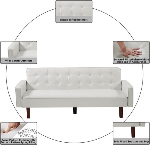 Futon Convertible De Pielsint Color Beige Marca Mikibama