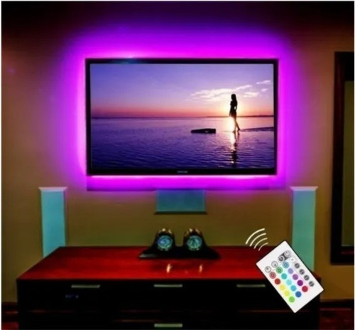 Imagen 5 de 5 de Kit Tira Led 3528 Rgb Con Control Y Fuente Seisa En Caja