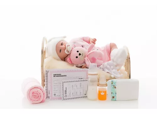 Bebê Boneca Reborn Original 100% Silicone Dormir + Coelha - R$ 549,99