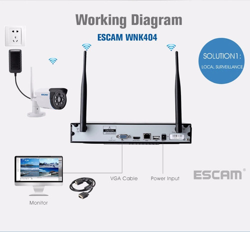 Kit Nvr Wifi 4 Camaras De Seguridad 3mp Wi-fi Escam Wnk404