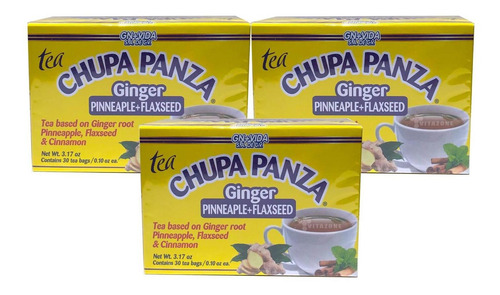 Imagen 1 de 4 de Te Chupa Panza Jengibre Linaza 30 Sobres (3 Cajas)