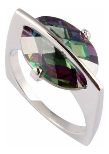 Anillo Plata 925 Diseno Topacio Mistico De Colores Xl