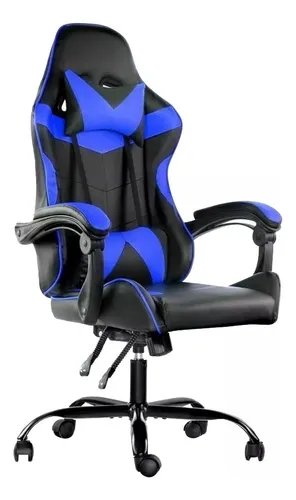 Silla Gamer Lumax Modelo Rom Multiples Colores Color Azul Material Del Tapizado Piel Sintética