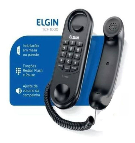 Telefone Com Fio Flash E Rediscagem Parede E Mesa Tcf1000