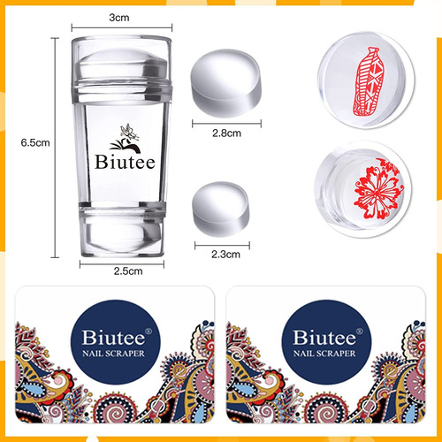 Biutee 19pcs Nail Stamp Plates Set 15 Plate 1stamper 2scrape