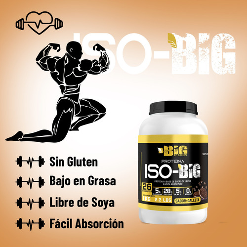 Proteína Whey Hidrolizada Isolate Big Protein 1kg 26 Servs Galleta