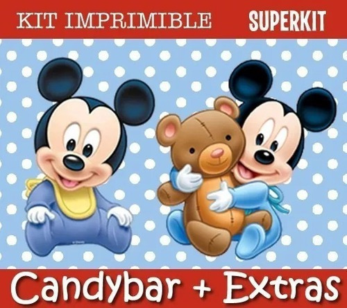 Kit Imprimible Mickey Bebe - Invitaciones Cumpleaños