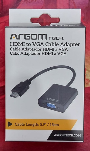 Imagen 2 de 3 de Adaptador Argom Hdmi A Vga Cable 15 Cm.