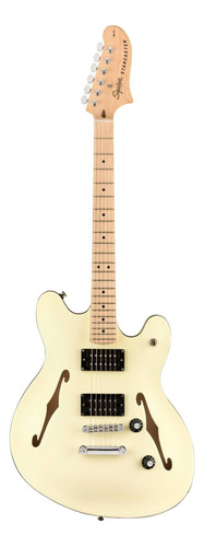 Guitarra eléctrica Squier by Fender Affinity Series Starcaster de arce laminado olympic white poliuretano brillante con diapasón de arce