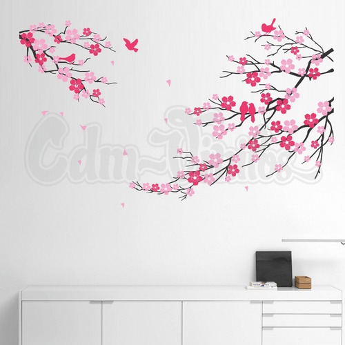 Vinilo Decorativo Pared Arbol Rama Flor Cerezo Sakura Floral