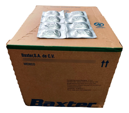 Caja Baxter Diálisis 2.5 Manual Verde Con 8 Tapones.