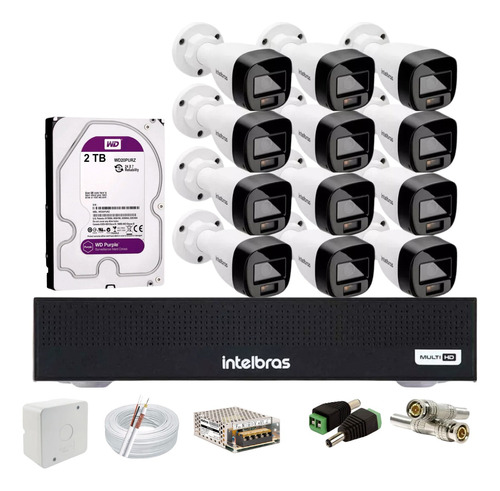 Kit Intelbras 12 Full Color Vhd 1120b,dvr 16 Mhdx 1016 C/2tb