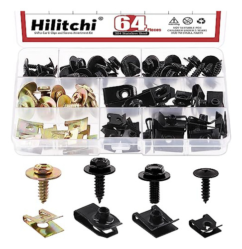 Hilitchi 64pcs Auto Car U-clip U Nut And S B0c3mdwj4j_240424